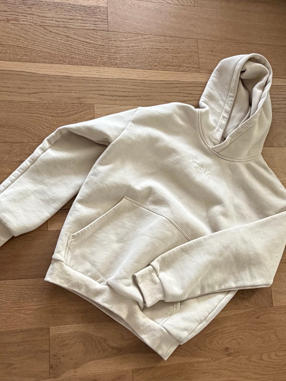 Comfrt Weighted Cream Medium Hooded Sweatshirt